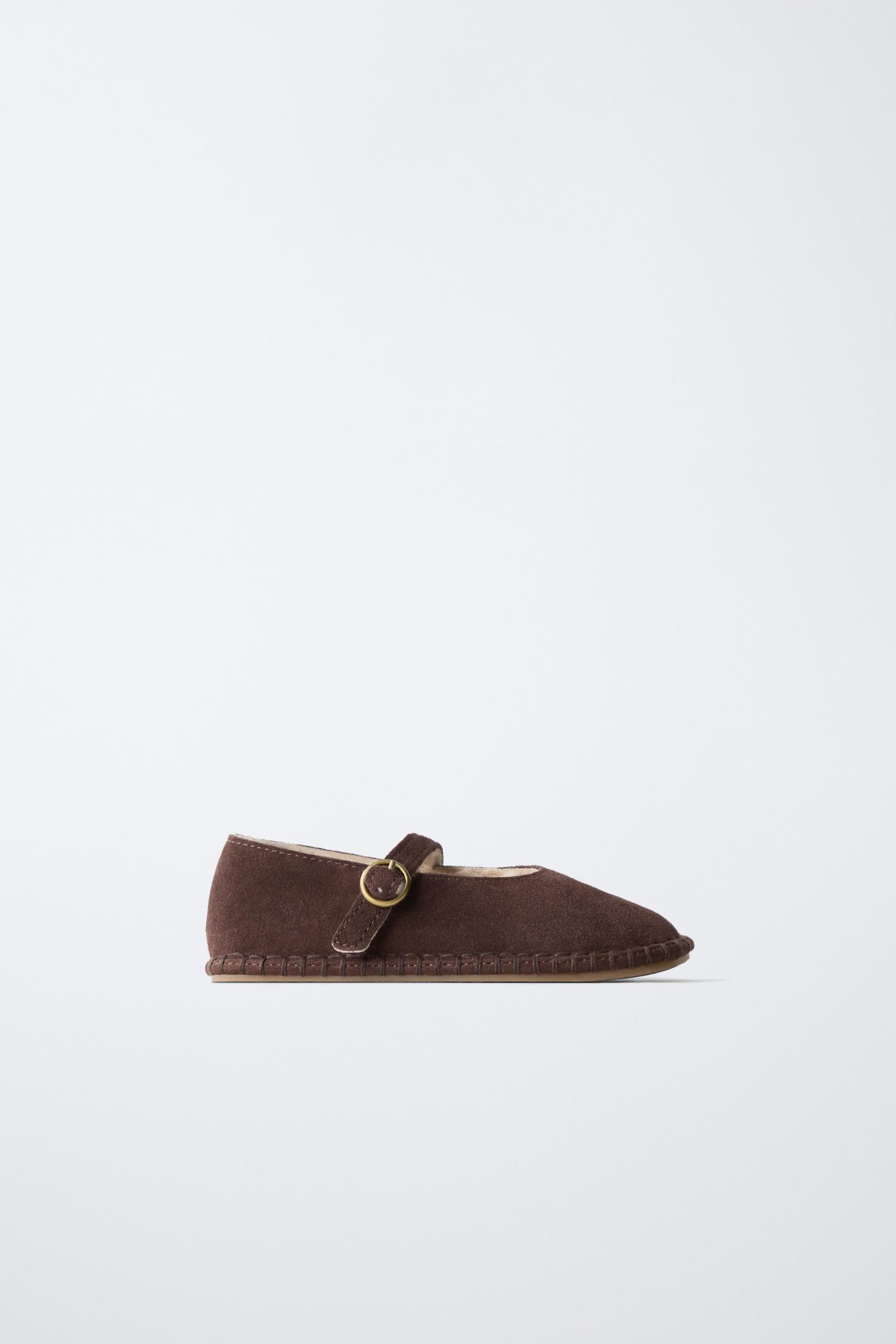 Детские балетки Zara Lined Leather Ballet Flats, цвет: Коричневый