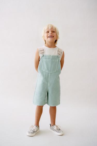 TWILL SHORT DUNGAREES - Aquamarine by Zara