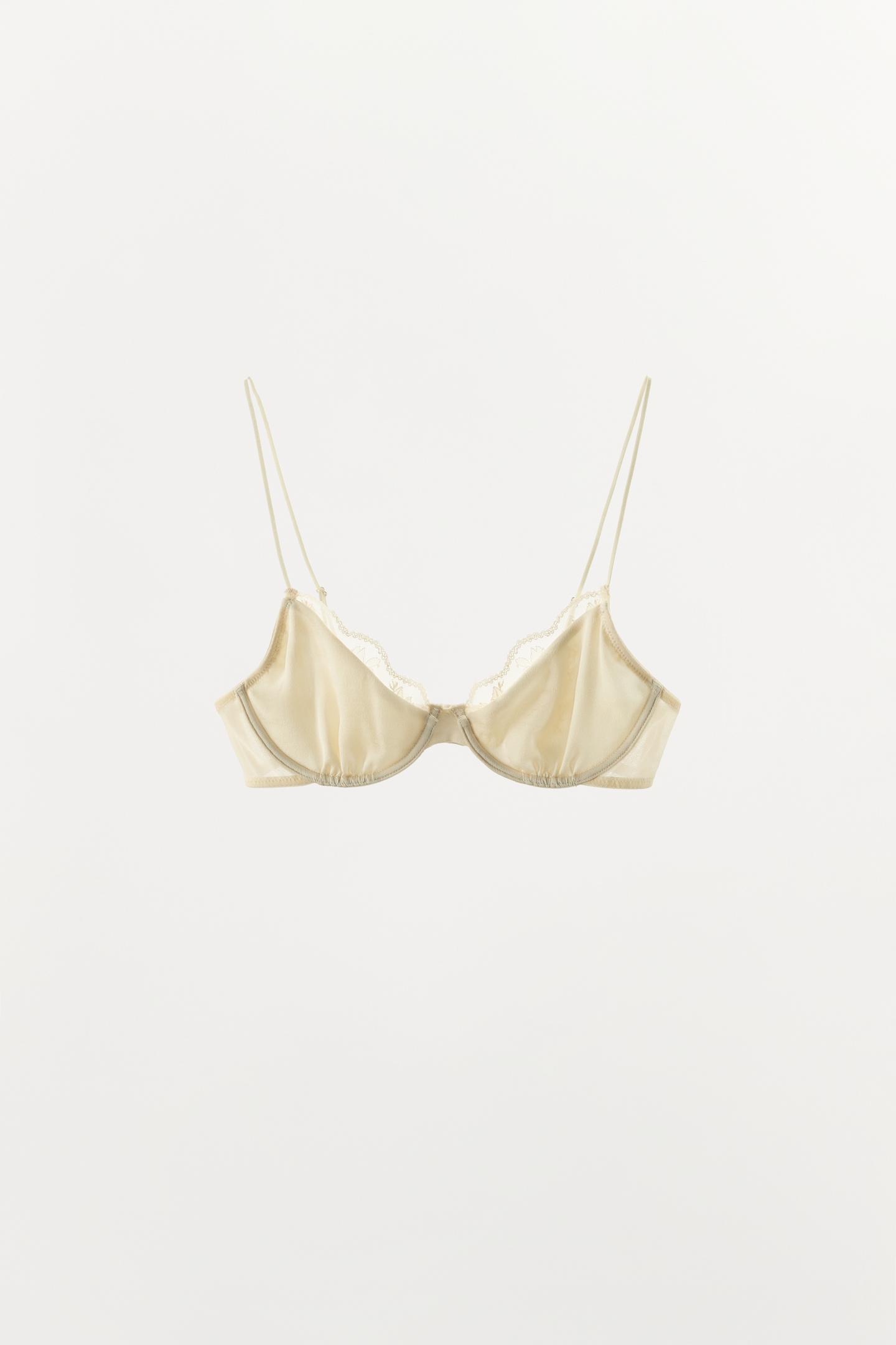 Бра, на косточках, кружево — Zara, цвет: Экрю — фото 4