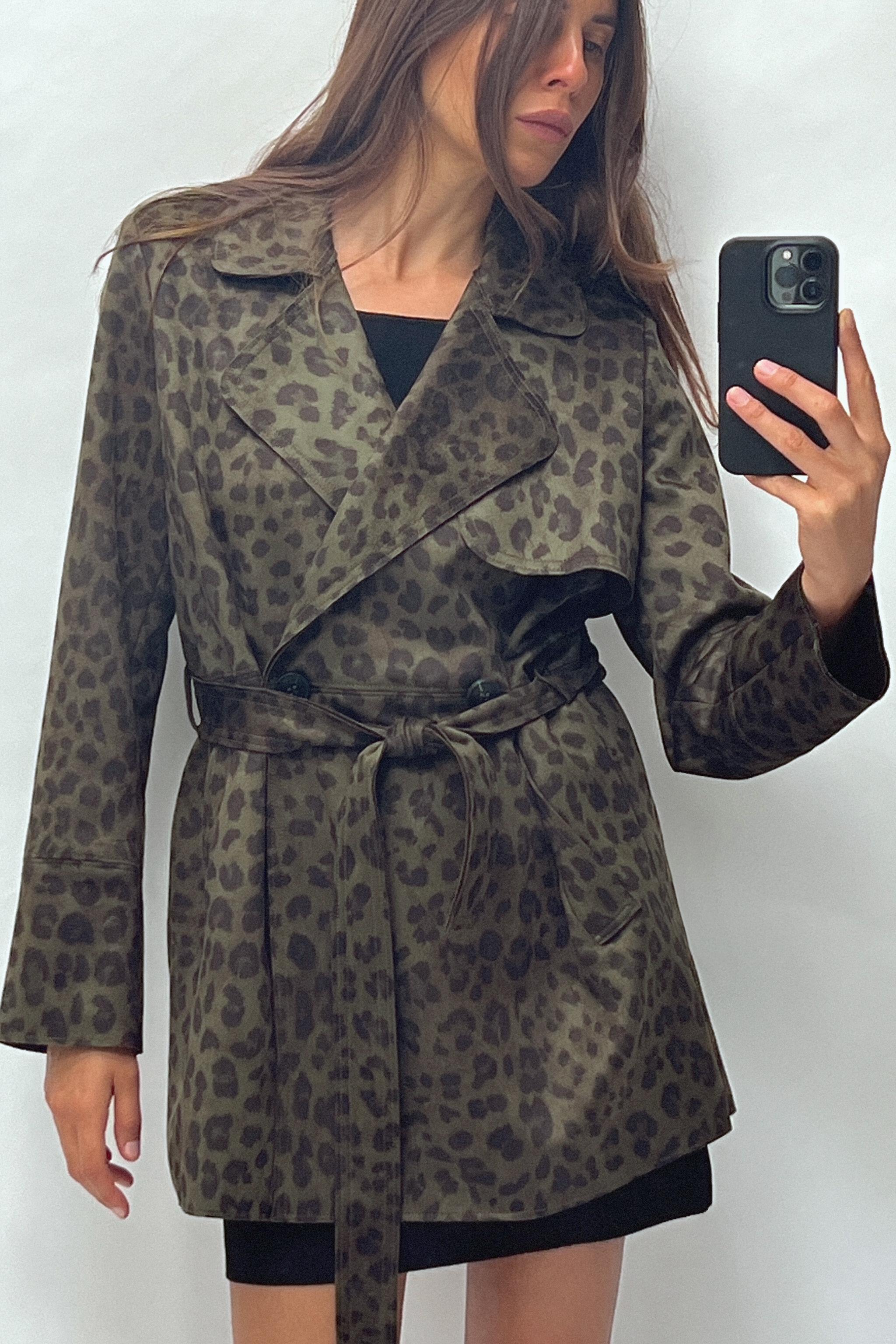 Animal print trench coat best sale