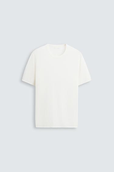 CAMISETA PUNTO MEZCLA VISCOSA - Blanco roto de Zara