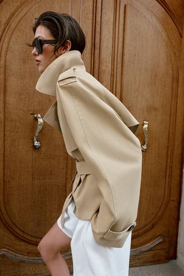 TRENCH COURT CEINTURÉ À ÉPAULETTES - Camel clair de Zara - Image 8