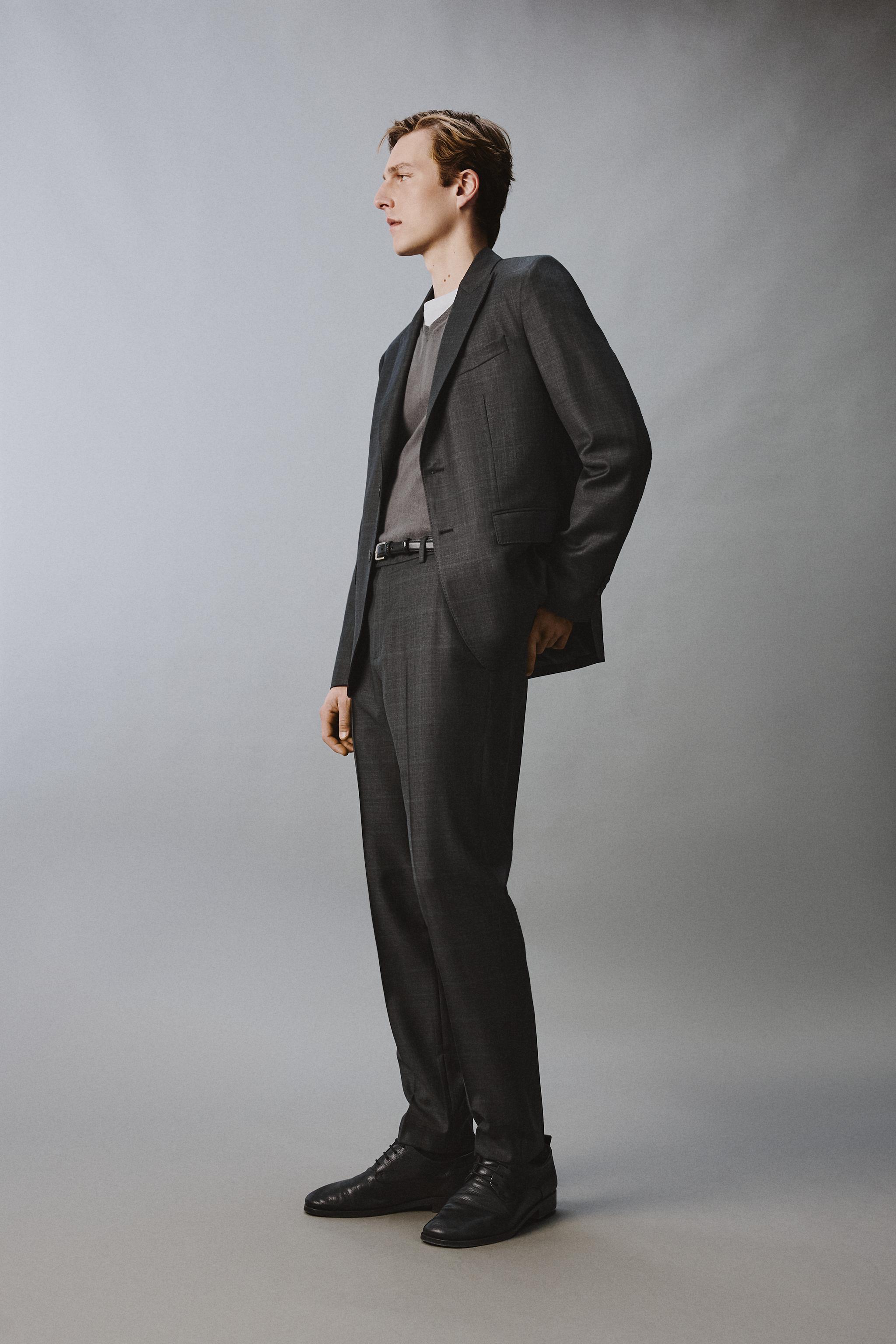 100% WOOL PLAID SUIT JACKET