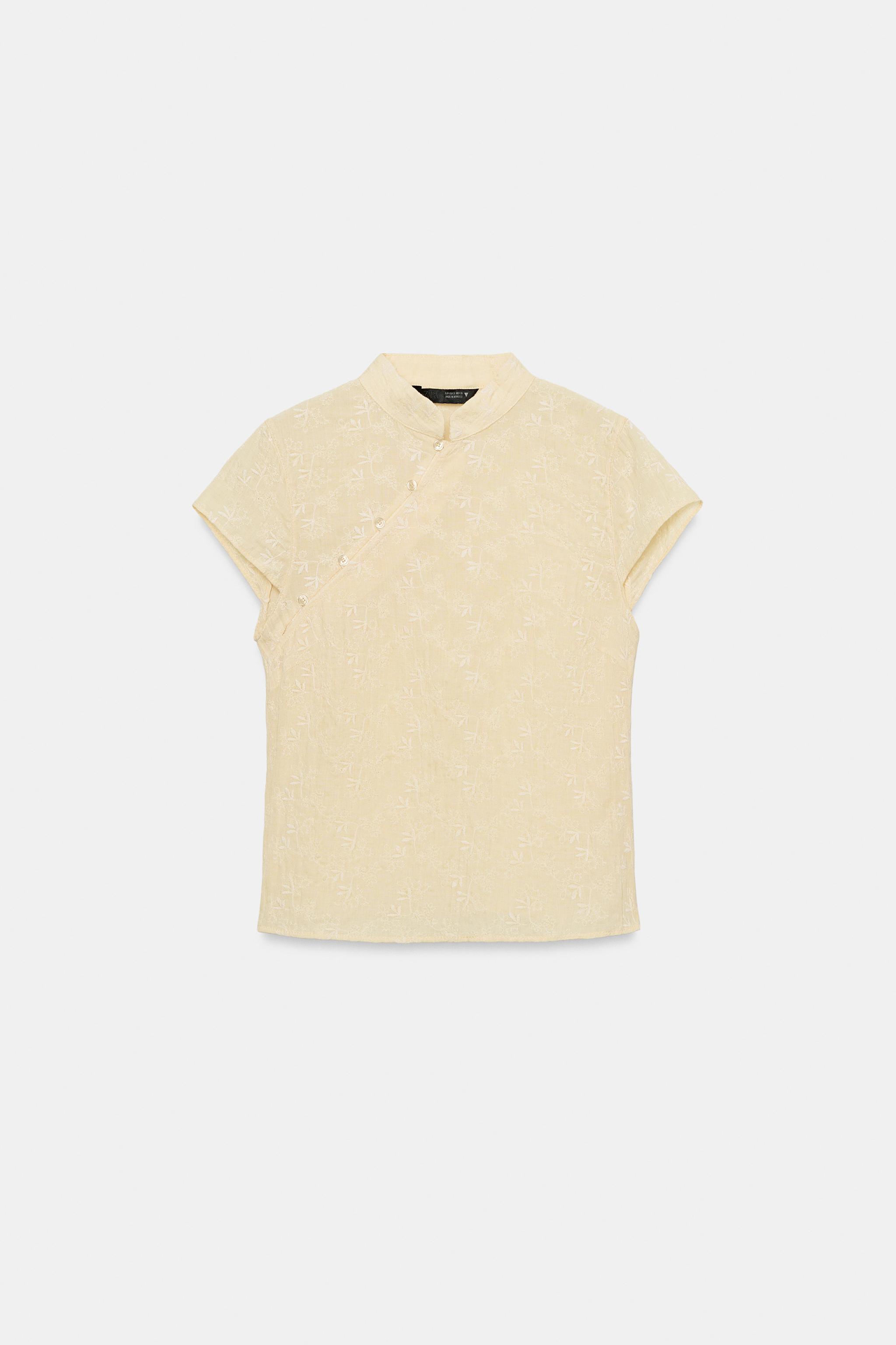 EMBROIDERED MANDARIN COLLAR SHIRT
