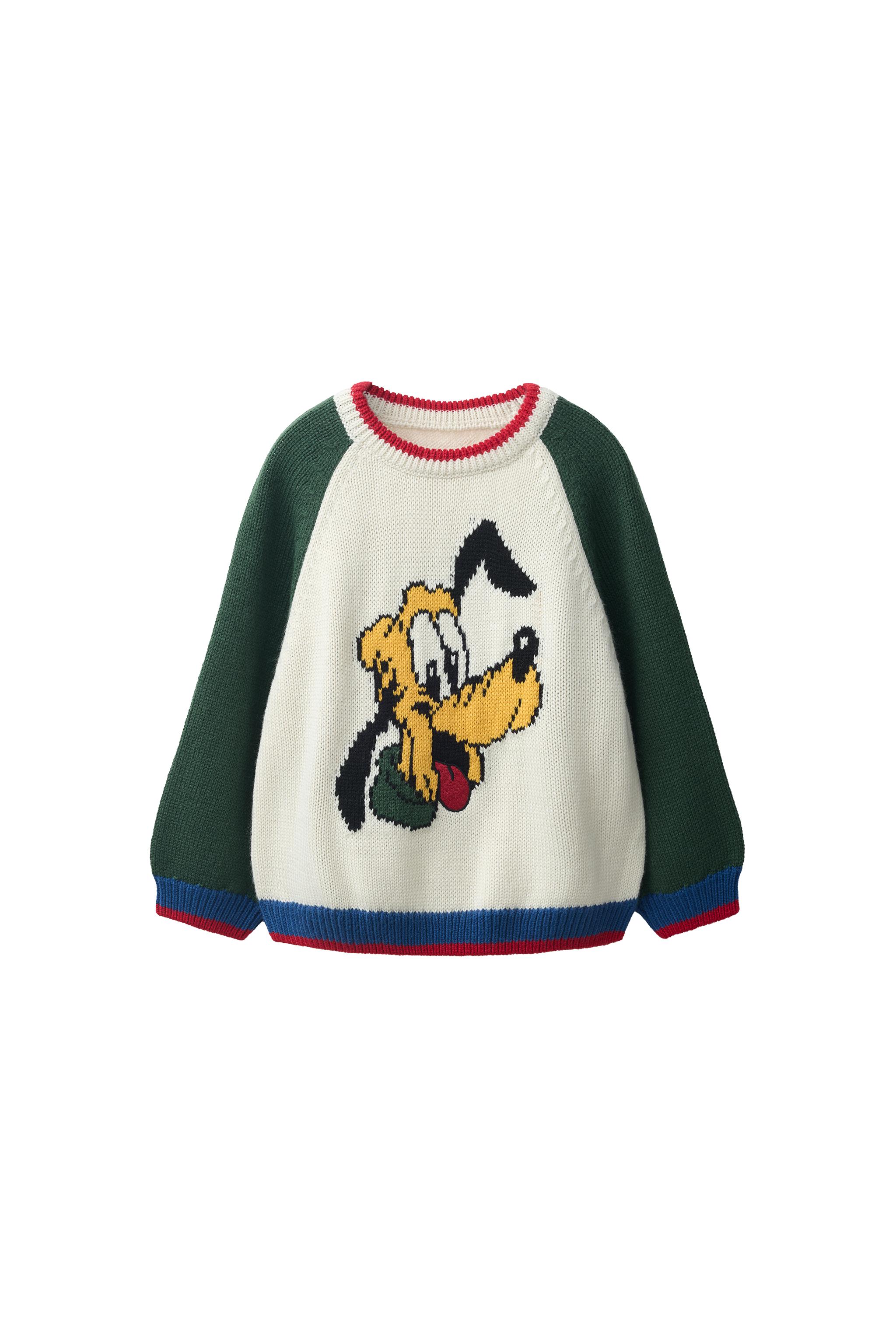 PLUTO MICKEY MOUSE © DISNEY KNIT JUMPER - Green / Ecru | ZARA