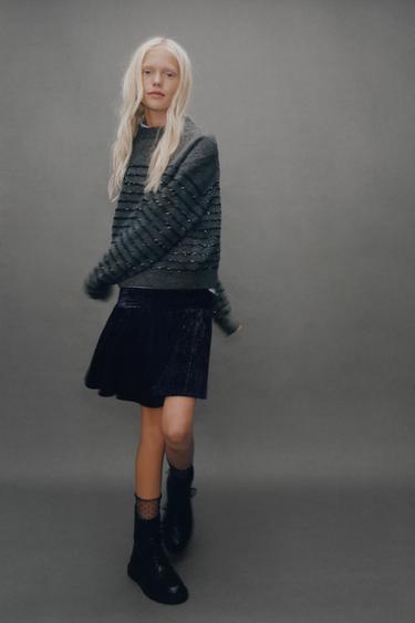 STRIPED SEQUIN KNIT SWEATER - striped by Zara