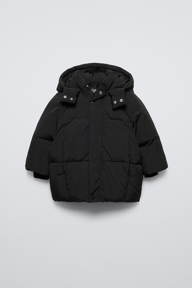 WATER-REPELLENT HOODED FEATHER DOWN PUFFER JACKET - Black by Zara - Image 1