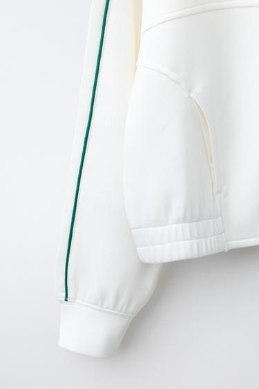 SWEAT CÔTELÉ ZIPPÉ LISERÉS CONTRASTE - Écru clair de Zara - Image 3