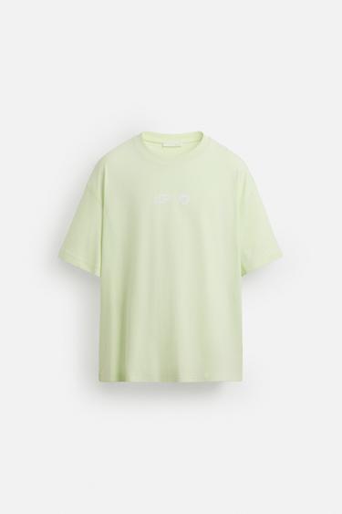 Zara PRINTED TEXT T-SHIRT - Lime green