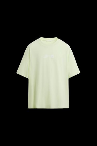 Zara PRINTED TEXT T-SHIRT - Lime green - Image 0