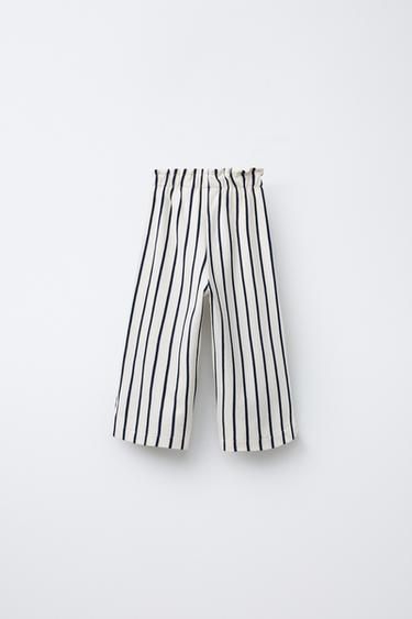 STRIPED PIQUÉ CULOTTES - Navy blue by Zara - Image 1