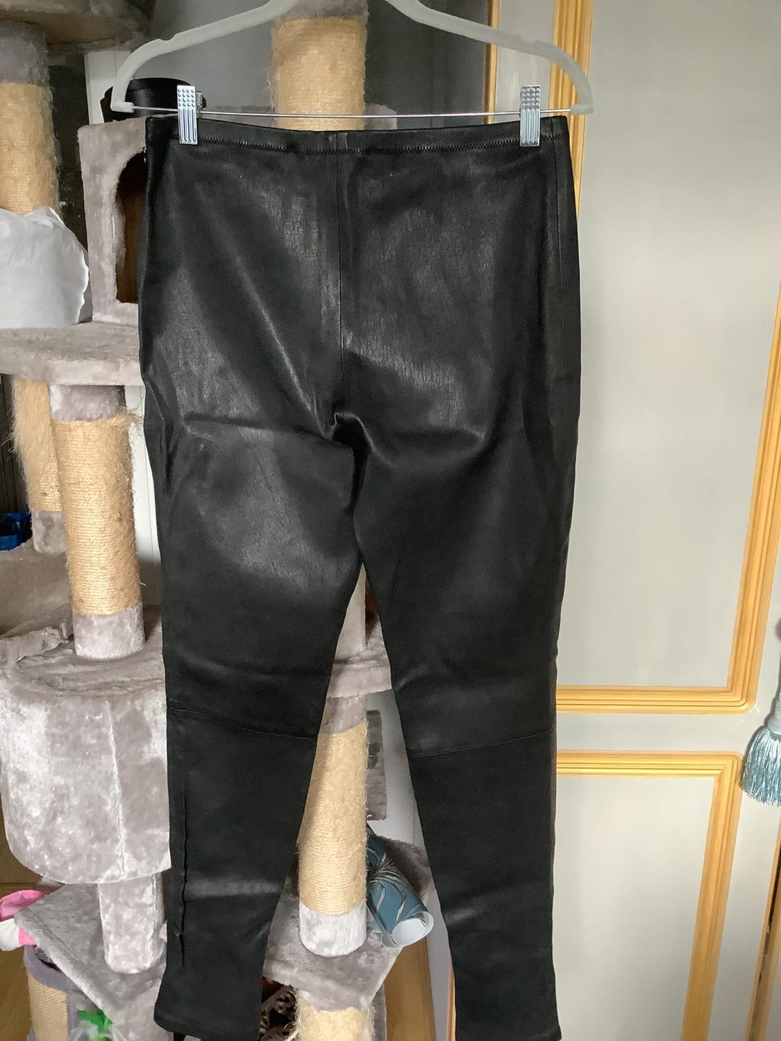 ZW COLLECTION 100% LEATHER STRETCH TROUSERS - Image 2