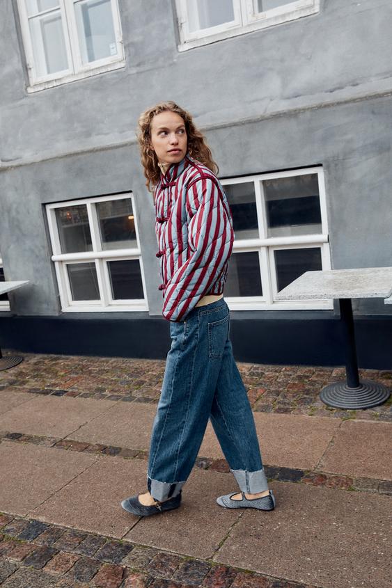 ПЕРФОРИРОВАННЫЕ БАЛЕТКИ С ПРИНТОМ — Синий от Zara — изображение 0