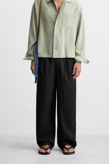 Zara 一般版型運動褲腰長褲 - 黑色