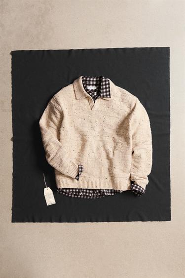 Zara 100% VILLAST KOOTUD NÖÖPIDEGA POLOSÄRK - Beež/pruunikas