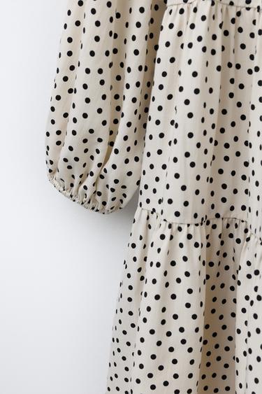 ROBE À EMPIÈCEMENTS À POIS - Écru / Noir de Zara - Image 3