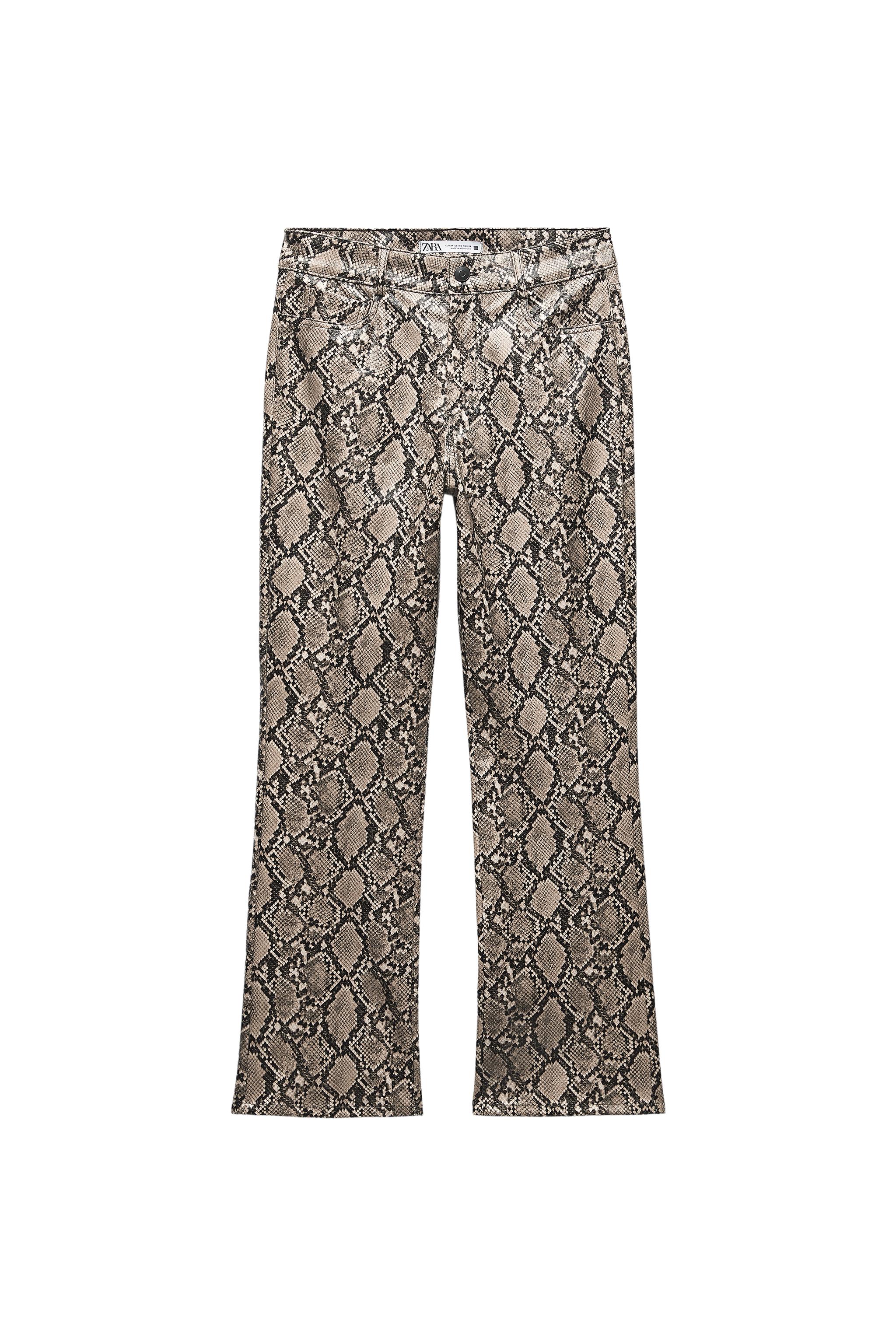 FAUX LEATHER ANIMAL PRINT TROUSERS Snake ZARA United Kingdom