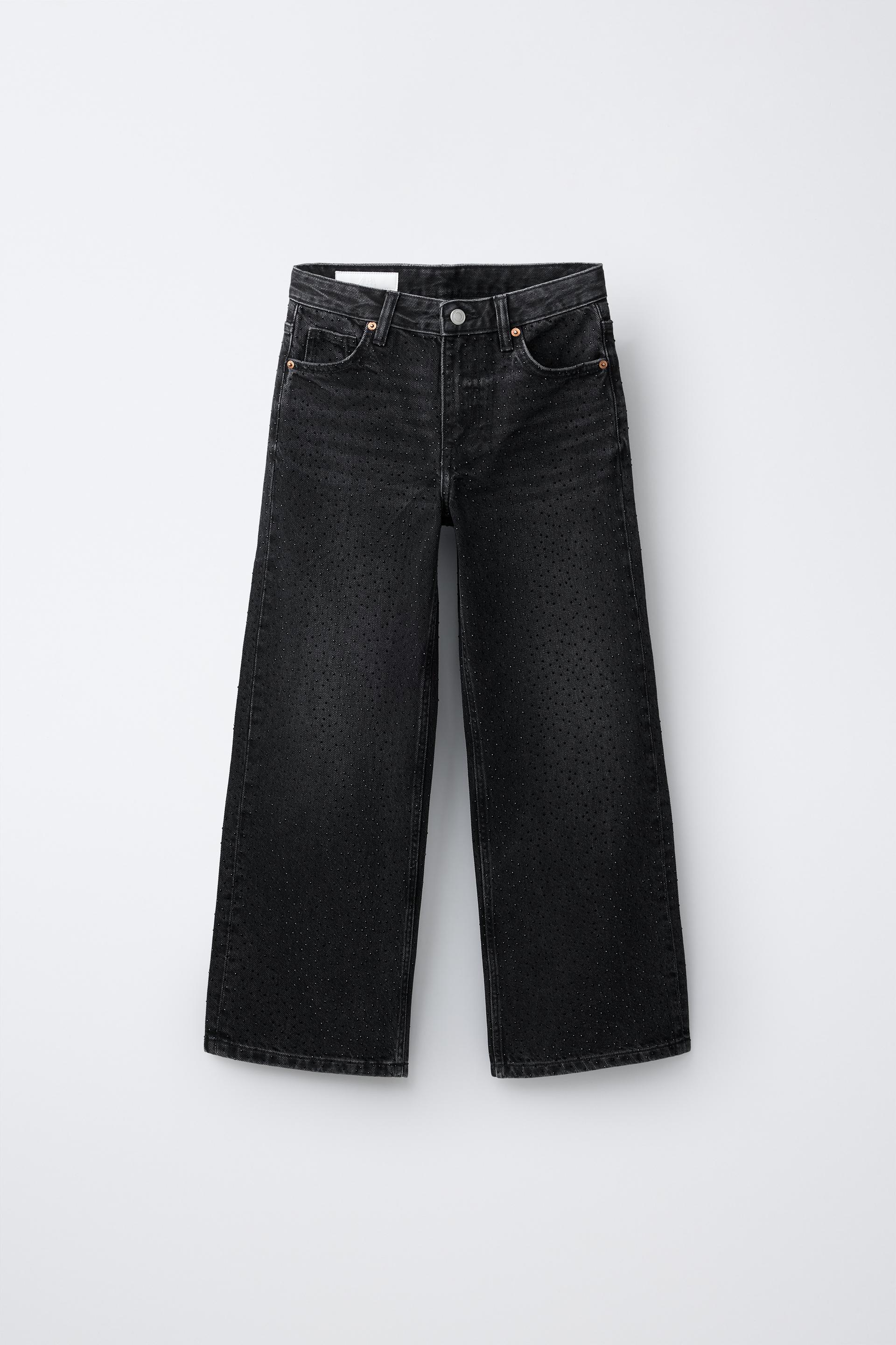 Wide-Leg Jeans With Rhinestones