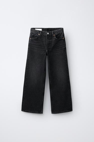 Zara RHINESTONE WIDE LEG JEANS - Black