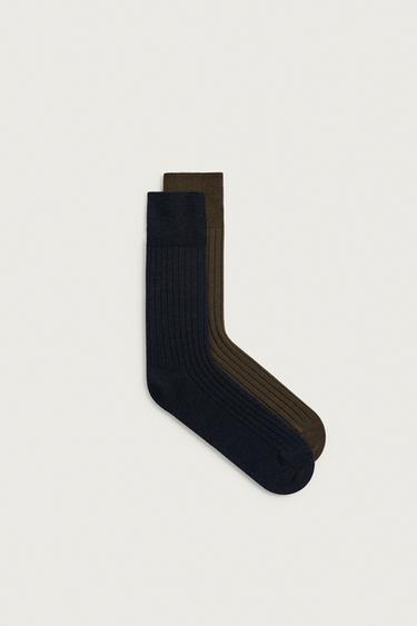 2-PACK WOOL-BLEND KNIT SOCKS — various 1