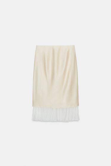 JUPE MIDI BIMATIÈRE ZW COLLECTION - Écru de Zara - Image 5