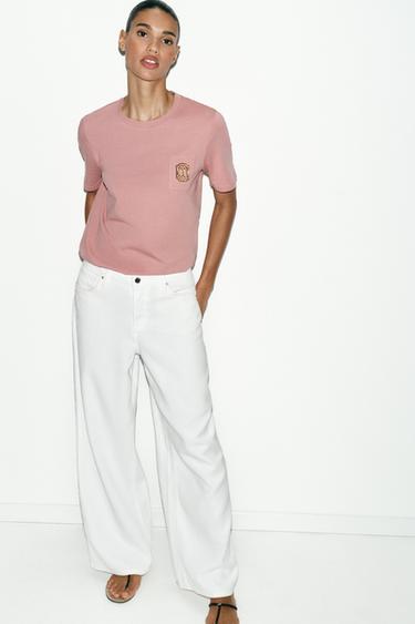 ÁO PHÔNG HIỆU ỨNG BẠC MÀU PHỤ KIỆN - Màu hồng từ Zara - Hình ảnh 0