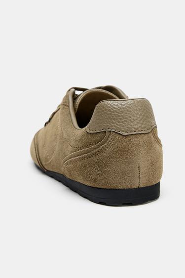 TENNIS EN CUIR - Vert kaki de Zara - Image 5