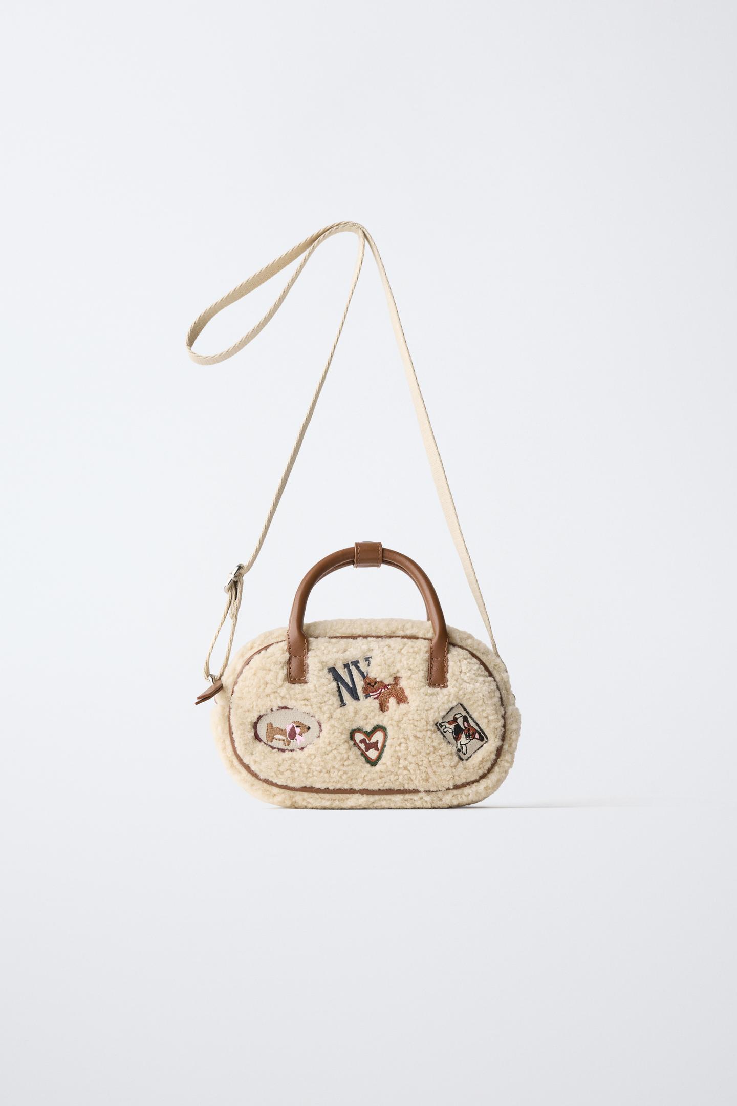 Детская сумка Zara Shearling Patch Crossbody, цвет: Молочный белый — фото 1