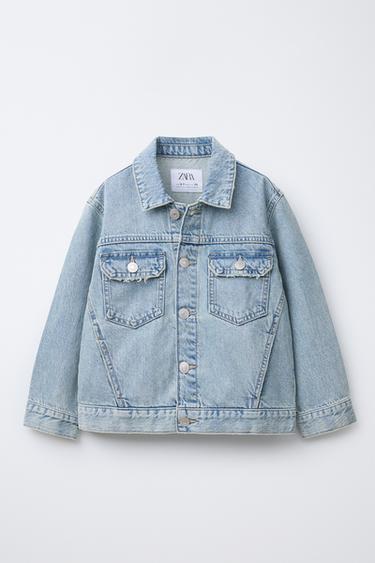CAZADORA DENIM EFECTO DESGASTADO - Azul medio de Zara