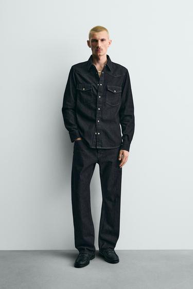 Zara WESTERN DENIM SHIRT - Indigo - Image 0