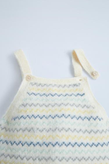 BARBOTEUSE EN MAILLE À RAYURES ZIGZAG - Écru de Zara - Image 2