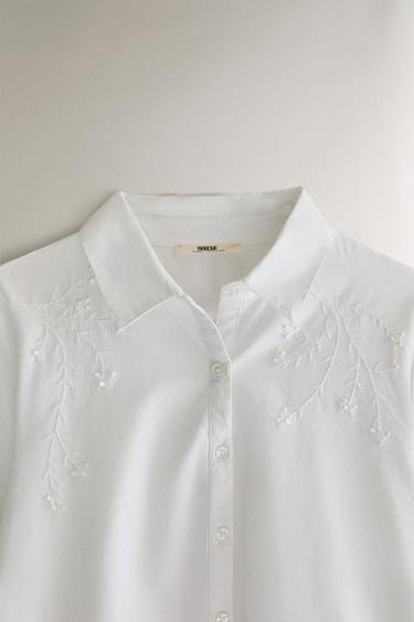 CHEMISE COTON BRODERIES - Blanc de Zara - Image 1
