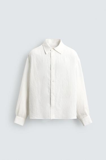 RELAXED FIT STRIPED TEXTURED SHIRT - White by Zara