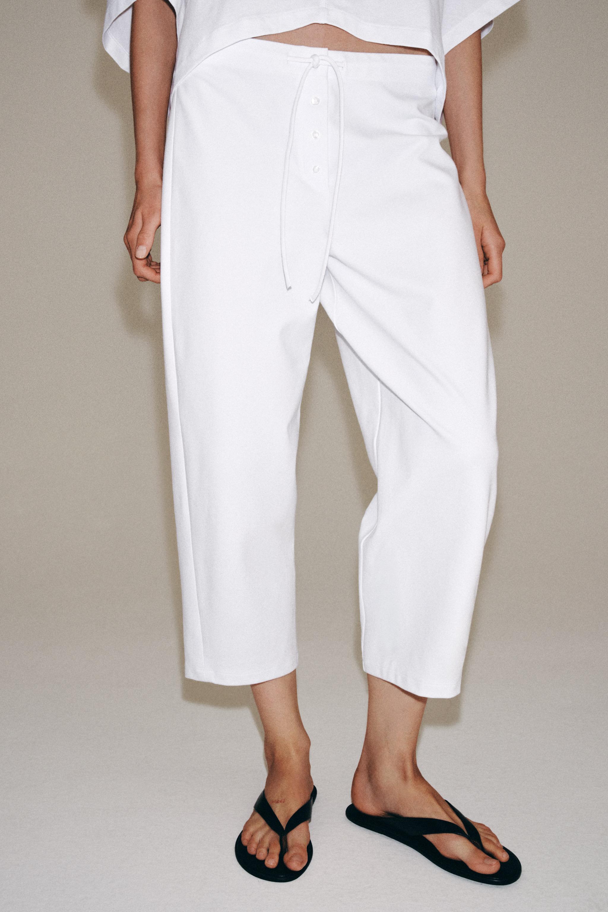 INTERLOCK TAPERED PANTS — White