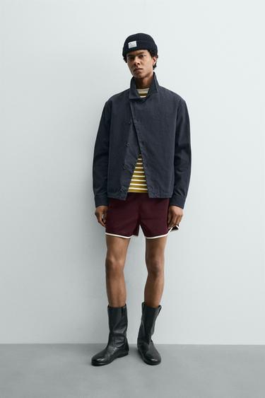 SAMUEL DE SABOIA X ZARA TEXTURED BUTTON OVERSHIRT - Navy blue by Zara
