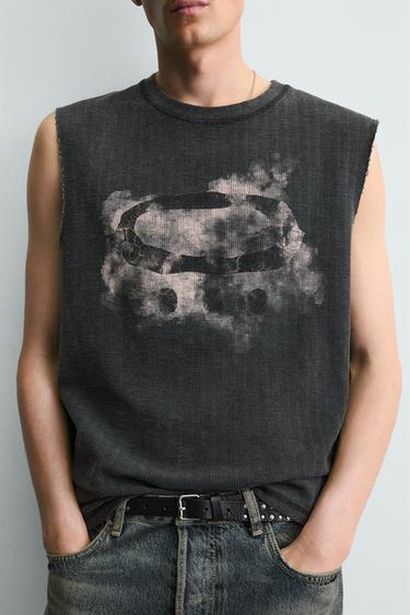 DÉBARDEUR EN MAILLE IMPRIMÉ - Noir de Zara - Image 5