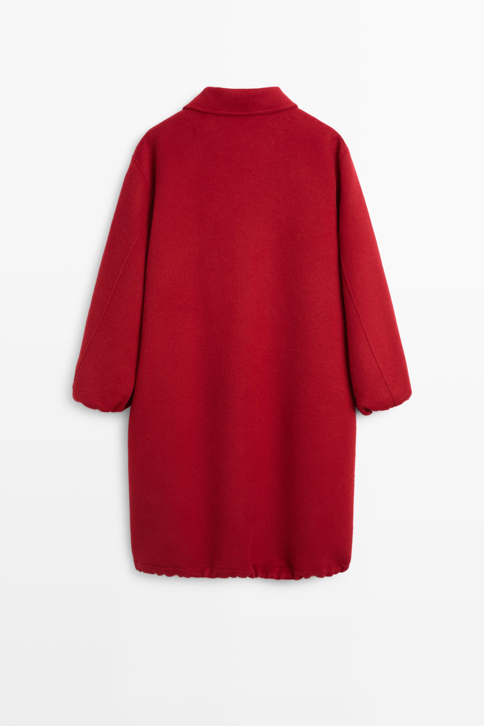 Long coat with asymmetrical collar detail - Red | ZARA Canada