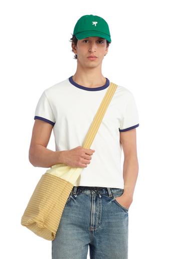 SLIM FIT T-SHIRT WITH CONTRAST RIBBED TRIMS - Oyster-white by Zara