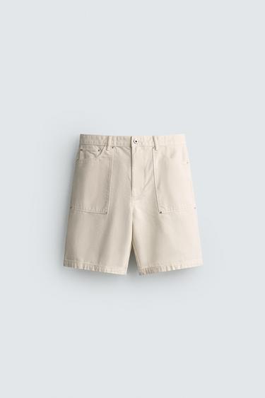 ბერმუდა შორტები STRAIGHT FIT ჯიბეებით - Zara-ს White