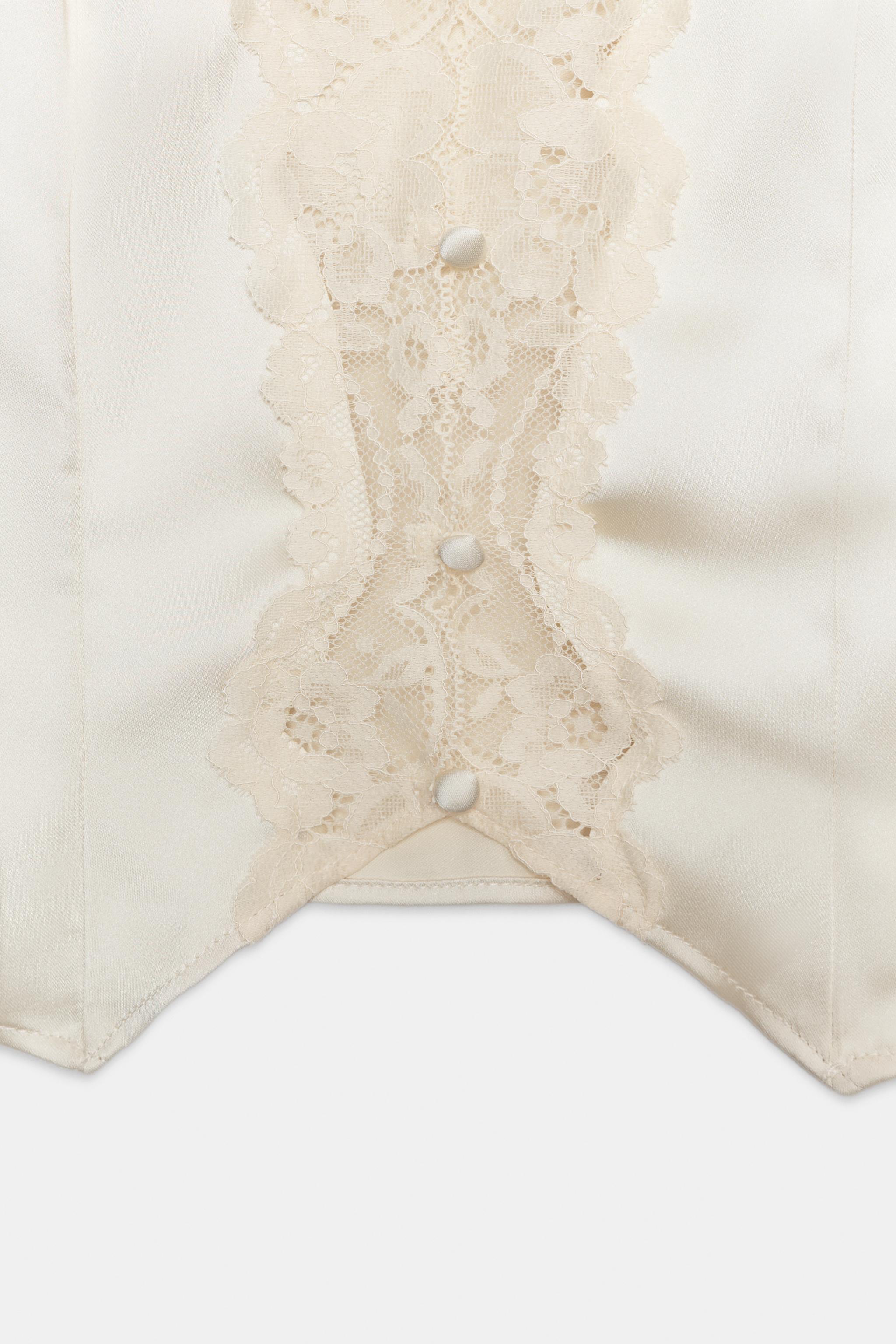 TOP COURT SATINÉ DENTELLE