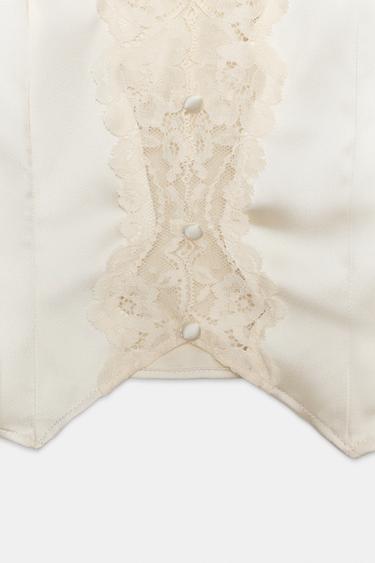 SATIN LACE CROP TOP - Butter by Zara - Image 8