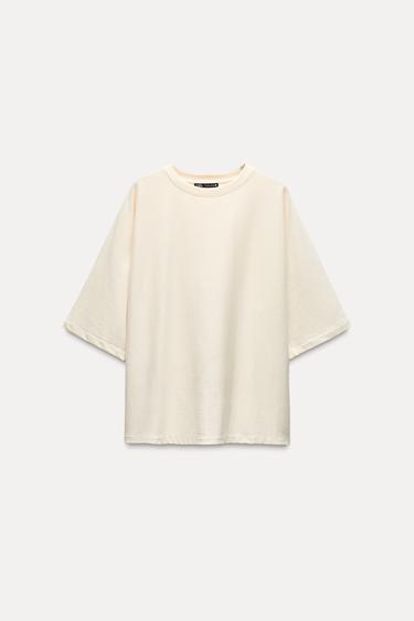 SUDADERA OVERSIZE MANGA CORTA - Crudo de Zara