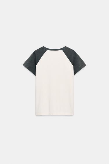 T-SHIRT DÉLAVÉ À MANCHES RAGLAN - Écru de Zara - Image 3