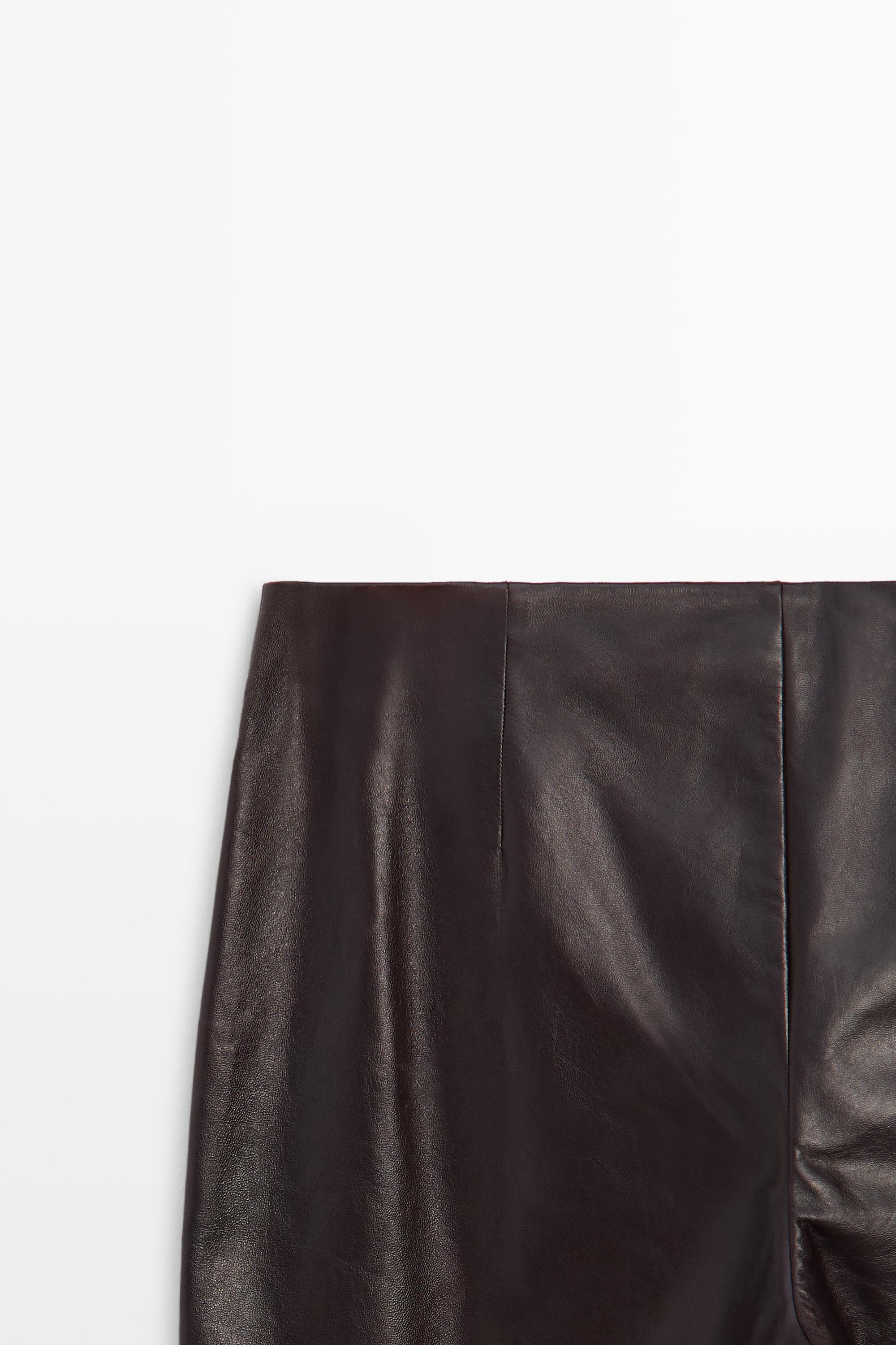 Nappa leather flare fit pants with seams