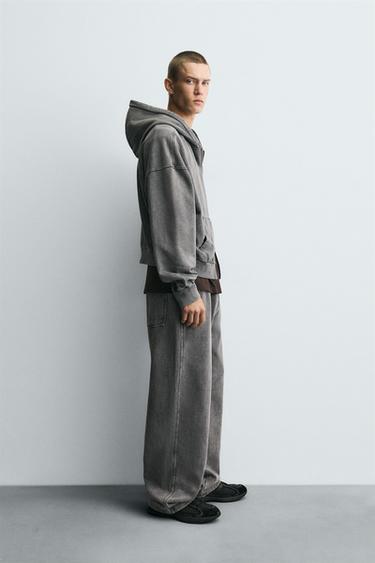 WASHED ZIP HOODIE - Greyish by Zara - Image 3