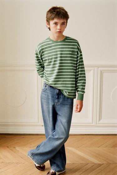 STRIPED HEAVY WEIGHT T-SHIRT - Green stripe by Zara