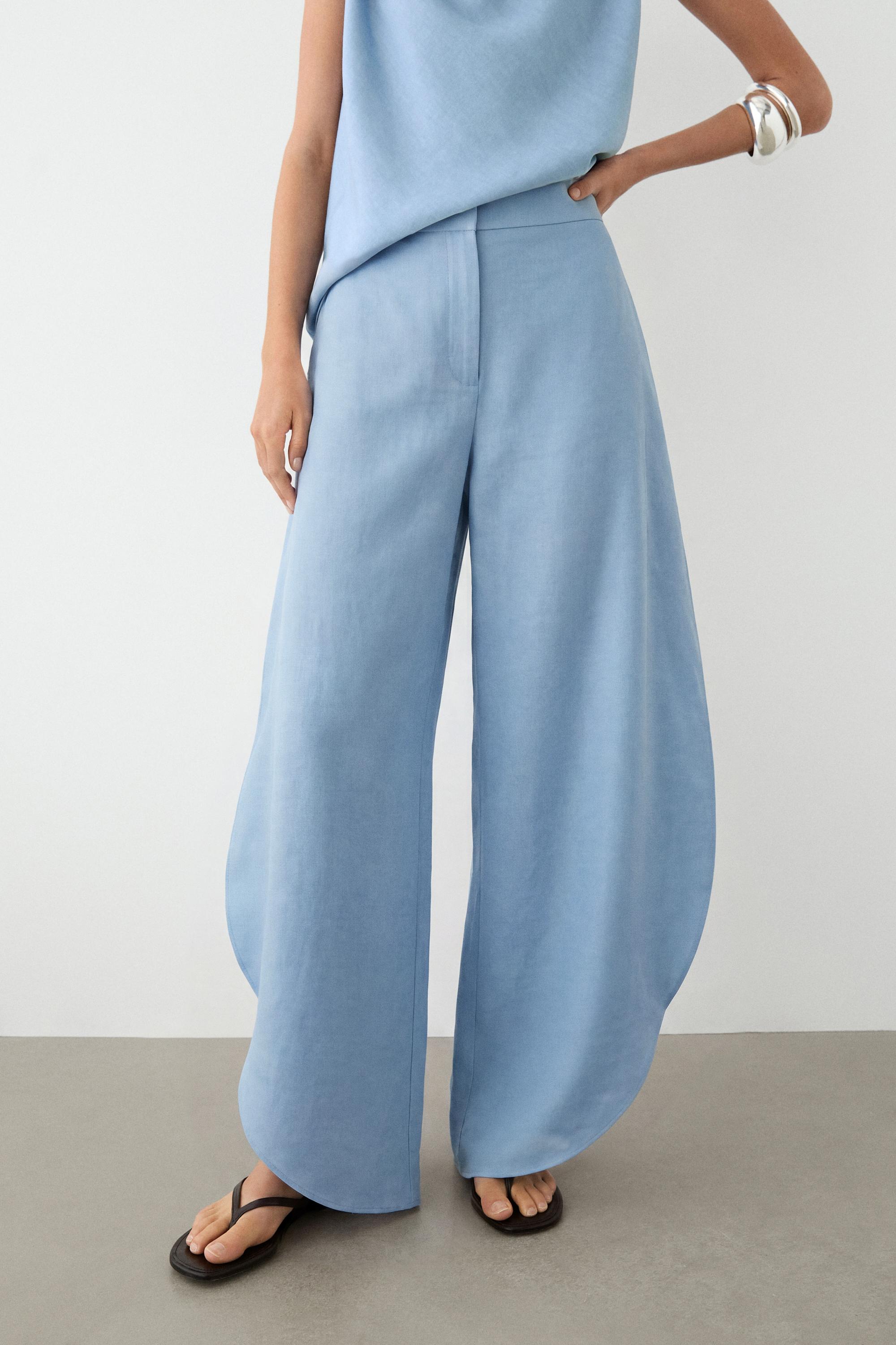 Voluminous flowing linen blend pants