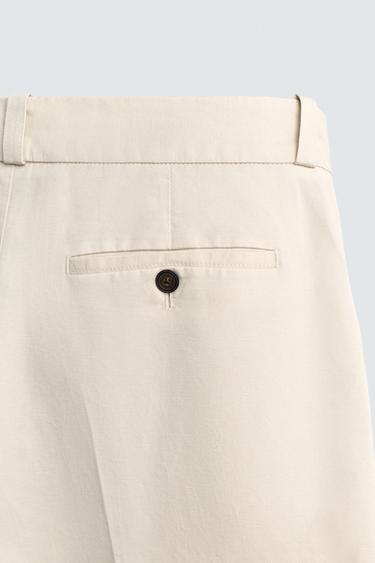 COTTON/LINEN STRAIGHT-LEG CHINO TROUSERS - Sand by Zara - Image 9