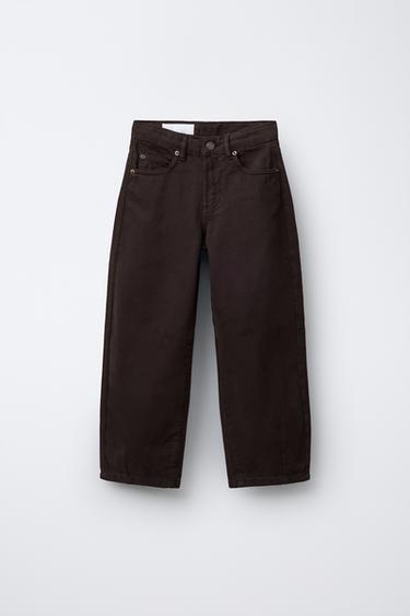BARREL DENIM TROUSERS - Chocolate by Zara