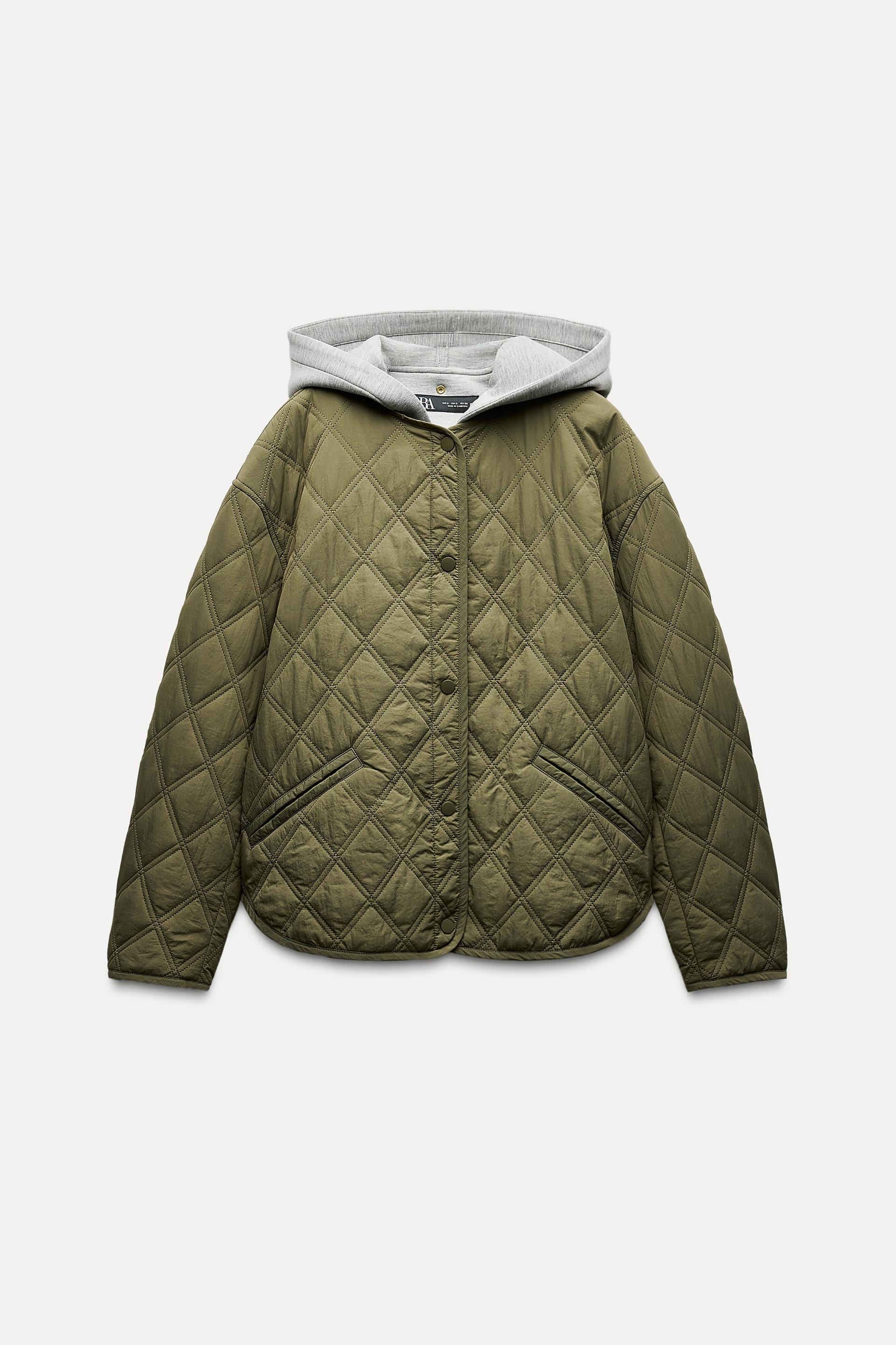 WATER REPELLENT PUFFER JACKET WITH HOOD - Khaki | ZARA United States